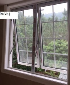 Mẫu cửa sổ làm từ nhôm Xingfa thiết kế mở hất 2 cánh nhôm Xingfa màu trắng sứ + kính hộp cách âm 