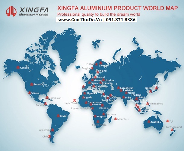 Thương hiệu nhôm Xingfa group có mặt trên toàn thế giới